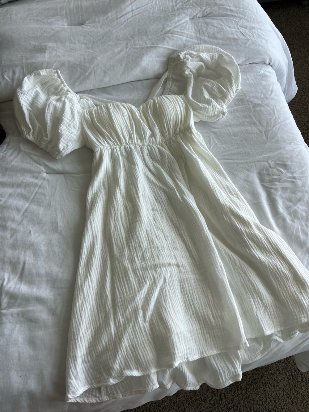 Princess Polly White Puff-Sleeve Square Neck Mini Dress